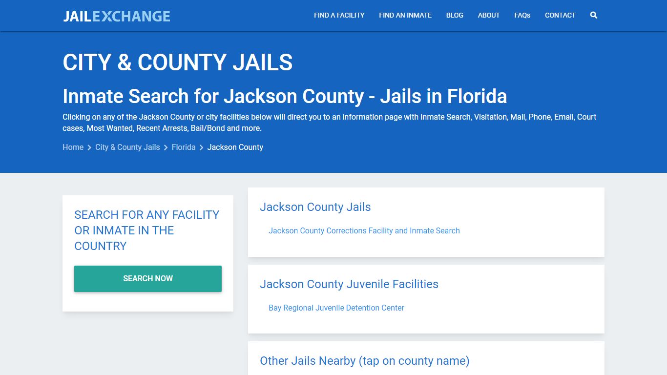 Inmate Search for Jackson County | Jails in Florida - Jail Exchange